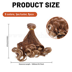5 шт. 5 стиля высокотемпературного волокна длинная грушевидная завивка прическа кукольный парик волосы&nbsp;DIY-GL0005-63B