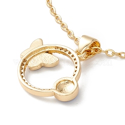 Кольцо из прозрачного кубического циркония с кулоном в виде дурного глаза и бабочки&nbsp;X-NJEW-O125-54G