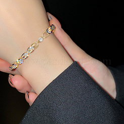 6 шт. 3-цветные латунные прозрачные кубические циркониевые застежки-раскладушки FIND-HY0004-04