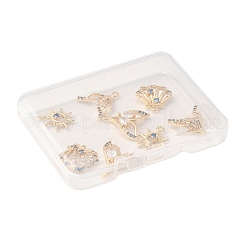 8 шт. 4 стиля латунные подвески с микропаве и кубическим цирконием&nbsp;KK-FS0001-96