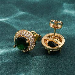 Aretes de latón con micro pavé de circonio cúbico para mujer&nbsp;EJEW-F418-05G