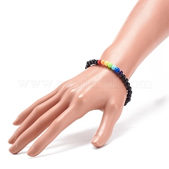 2 個 2 色アクリル ラウンド ビーズ ストレッチ ブレスレット セット女性  カラフル  内径：2-1/4インチ（5.7cm）  1pc /カラー&nbsp;BJEW-JB08555-01