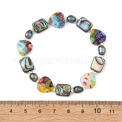 Handgefertigte Millefiori-Armbänder aus Bunte Malerei-Herz&nbsp;BJEW-JB14296