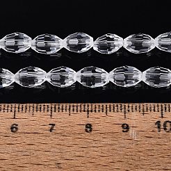 透明ガラスビーズ連売り  ライス  多面カット  透明  8~9x5~6mm  穴：0.9~1mm  約67~68個/連  22.83~23.62インチ（58~60cm）&nbsp;GLAA-N071-01A-A01