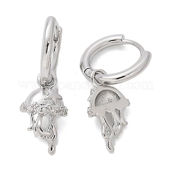 Серьги-кольца из латуни с прозрачным фианитом&nbsp;EJEW-Q014-04P