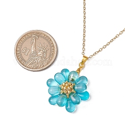 Colliers pendentifs en perles de verre faites à la main avec des fleurs&nbsp;NJEW-MZ00096-05