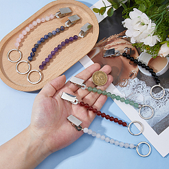 7 круглый зажим для кредитных карт с натуральными и синтетическими драгоценными камнями&nbsp;HJEW-DC00125