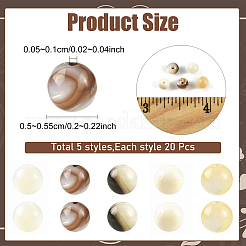 100 шт. 5 вида бусин из натуральных белых ракушек&nbsp;SSHEL-YW0001-17