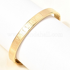 Bracciali rigidi da donna in acciaio inossidabile 304 con numeri romani e chiusura a cerniera.&nbsp;SA-CBAC920-12G