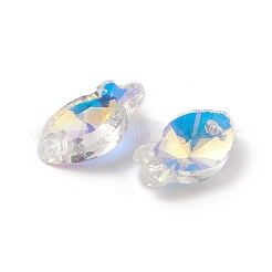 透明なガラスのペンダントを電気めっき  バックメッキ  多面カット  魚のチャーム  透明  17x9x5.5~6mm  穴：1.2mm&nbsp;GLAA-A008-09B