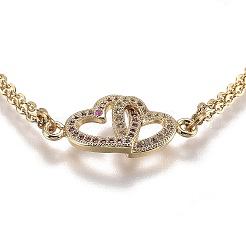 Pulseras de eslabones de circonita cúbica transparente con micro pavé de latón&nbsp;BJEW-Z003-22G
