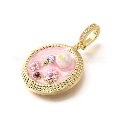 Латунные подвески с микропаве из кубического циркония и эмали KK-R222-14G-02