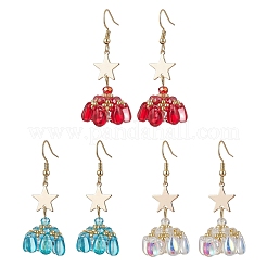 Серьги-подвески из стеклянных бусин в форме звезды EJEW-MZ00428