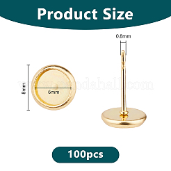 100 шт. плоские круглые серьги-гвоздики из нержавеющей стали 304 STAS-DC0016-96G