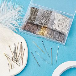 600 шт. 6 цвета железные плоские булавки с головкой IFIN-YW0001-97