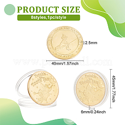 8шт 8 стиля железная памятная монета AJEW-FG0003-05