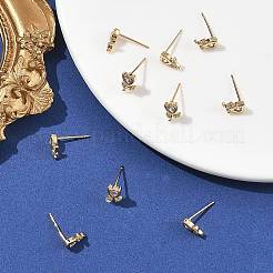 シェグレース 真鍮製マイクロパヴェ キュービックジルコニア スタッドピアス  花  鉛フリー＆カドミウムフリー＆ニッケルフリー  18KGP本金メッキ  8x5mm&nbsp;XGRQ4N541-707G