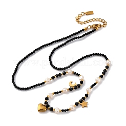 Ожерелья с подвеской в форме сердца из нержавеющей стали 304 NJEW-U026-17G