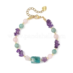 Braccialetti da donna con perline rotonde di quarzo rosa naturale&nbsp;BJEW-JB14510