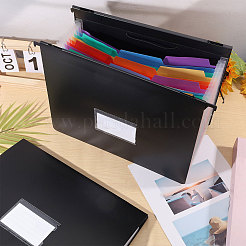 長方形 13コンパートメント PPプラスチック製ハンギングファイルフォルダー  ブラック  333x269x18.5mm&nbsp;OFST-WH0004-147