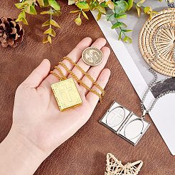 2шт. 2-х цветный латунный прямоугольник с крестообразным медальоном для ожерелий NJEW-AR0001-03