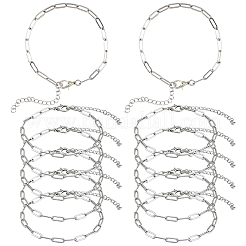 12 шт. браслеты-цепочки-скрепки из нержавеющей стали 304 для мужчин и женщин&nbsp;BJEW-SC0001-63P