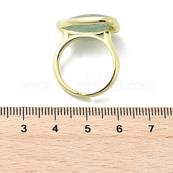 Anillos para los dedos con cuarzo fresa verde natural y corazón de latón&nbsp;RJEW-D304-01G-C