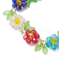 Стеклянные браслеты с цветочными звеньями BJEW-MZ00173