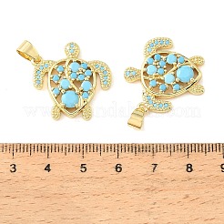Pendentifs en laiton micro pavé de zircons cubiques bleu ciel&nbsp;CU-CBA6938-05G-02