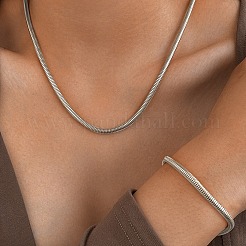 Комплекты ожерелий и браслетов из круглой цепи змейки из нержавеющей стали 304 для мужчин и женщин SJEW-F225-01P