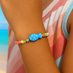 Браслеты из фарфора с бусинами в морском стиле с изображением рыб.&nbsp;YA5775