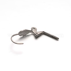 304ステンレススチールシェルフレンチフックピアス金具  カン付き  ステンレス鋼色  19x10.5x4.5mm  穴：1.5mm&nbsp;STAS-E103-04C