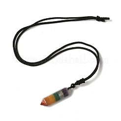 Чакра двойной терминал заостренные пулевидные каменные подвески ожерелья NJEW-Z060-01