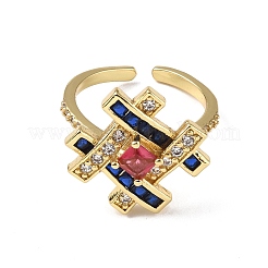 Символ кубического циркония # открытая манжета кольцо&nbsp;RJEW-P046-01G-02