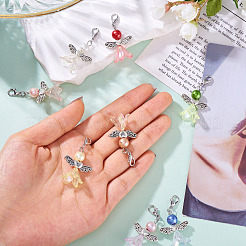 Подвески с ангелочками из акрила и стеклянных бусин&nbsp;HJEW-TAC0045