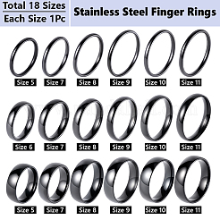 18 pièce 18 styles de bagues en acier inoxydable&nbsp;RJEW-SC0001-36EB