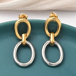 Двухцветные овальные серьги-гвоздики из нержавеющей стали 304&nbsp;EJEW-K268-66GP