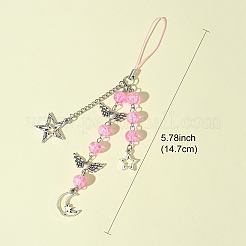 ガラス＆合金製携帯ストラップ  ピンク  14.7cm&nbsp;HJEW-FZ00031