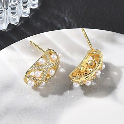 Boucles d'oreilles en laiton avec micro pavé de zircons cubiques pour femmes&nbsp;EJEW-A168-20G