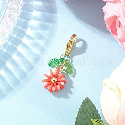 Подвески из полимерной глины и стекла в виде цветов HJEW-MZ00327-03