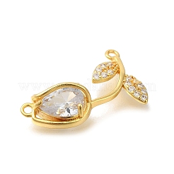Подвески-коннекторы из латуни с кубическим цирконием в виде розы&nbsp;KK-R0002-26G-02