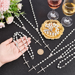 Колье из стеклянных четок из жемчуга и смолы NJEW-PH01478