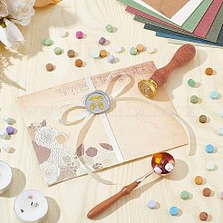 Латунная восковая печать с деревянной ручкой AJEW-WH0412-0392