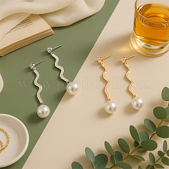 2 пара круглых висячих серег-гвоздиков из сплава двух цветов со стразами&nbsp;EJEW-HY0001-18