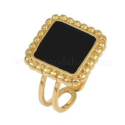 Quadratische Fingerringe aus 304 Edelstahl mit Emaille für Damen&nbsp;RJEW-G355-06G