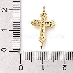 真鍮舗装クリアキュービックジルコニアコネクタチャーム  宗教クロスリンク  16KGP本金メッキ  20.5x12x3mm  穴：1.4mm&nbsp;KK-M101-02D-G02