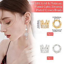 8 шт. 2-х цветные латунные микрофибровые бусины из кубического циркония&nbsp;ZIRC-BBC0001-80