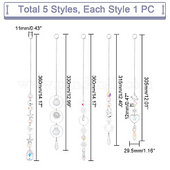 5 шт. 5 стиля прозрачных стеклянных подвесных украшений HJEW-GA0001-42