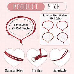 40шт 4 цвета регулируемый нейлоновый шнур браслеты изготовление&nbsp;BJEW-TA00672