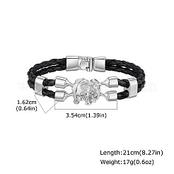 Braccialetti a un filo in lega con maglie a elefante intrecciate in similpelle&nbsp;WG69C94-02